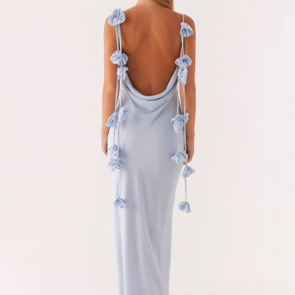 Peppermayo Simona Backless Maxi Blue Dress